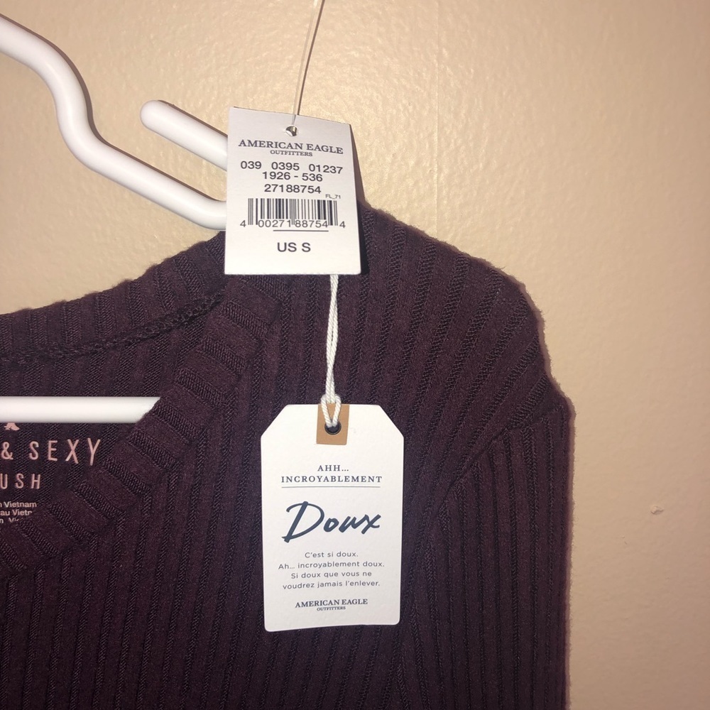 NWT American Eagle Maroon Soft and Sexy Plush Dress - Picture 4 of 9
